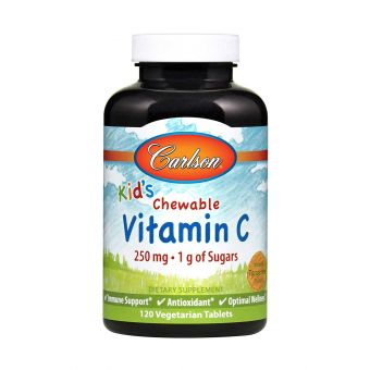 Витамин С жевательный, Kid's Chewable Vitamin C, Carlson, 250 мг, 120 таблеток