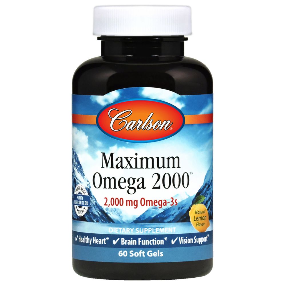 Максимум Омега, Maximum Omega, Carlson, 2000 мг, 60 капсул