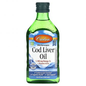 Рыбий жир из печени трески, Cod Liver Oil, Carlson, норвежский, 250 мл