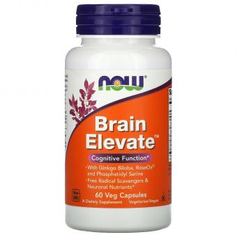 Витамины для памяти, Brain Elevate, Now Foods, 60 вегетарианских капсул 