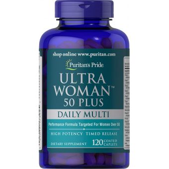 Мультивитамины для женщин 50+, Ultra Woman™ 50 Plus Multi-Vitamin, Puritan's Pride, 120 каплет