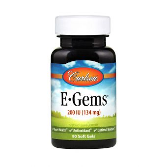 Вітамін Е, E-Gems Natural Vitamin E, Carlson, 200 МО, 90 гелевих капсул