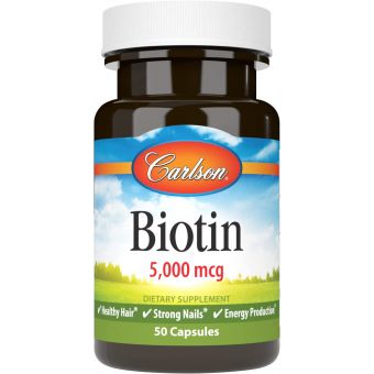 Біотин, Biotin, Carlson, 5 мг, 50 капсул