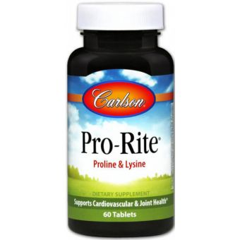 L- пролин L- лизин, Pro-Rite, Proline & Lysine, Carlson, 60 таблеток