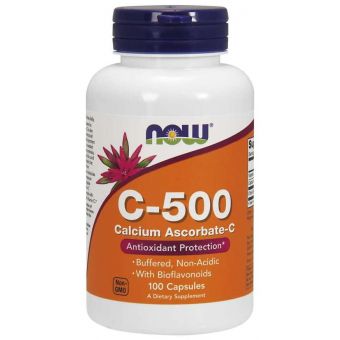 Витамин С и аскорбат кальция, Vitamin C-500 Calcium Ascorbate-C, Now Foods, 100 капсул