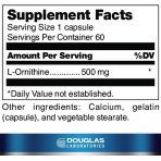 L-орнитин, L-Ornithine, Douglas Laboratories, для заживления ран, поддержки гормонов и работы ЖКТ, 500 мг, 60 капсул