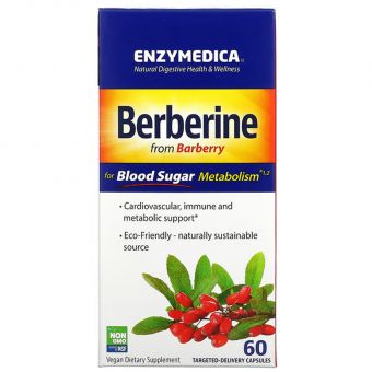 Берберин для метаболизма сахара в крови, Berberine for Blood Sugar Metabolism, Enzymedica, веган, 60 капсул 60 капсул с целевой доставкой