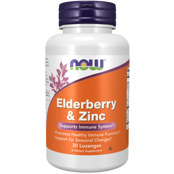 Черная бузина и цинк, Elderberry & Zinc, Now Foods, 30 леденцов