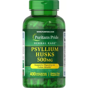 Подорожник лушпиння, Psyllium Husks, Puritan's Pride, 500 мг, 400 капсул