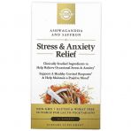 Снятие стресса и тревоги, ашваганда и шафран, Stress & Anxiety Relief, Ashwagandha and Saffron, Solgar, 30 таблеток