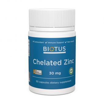 Хелатний цинк, Chelated Zinc, Biotus, 30 мг, 30 капсул