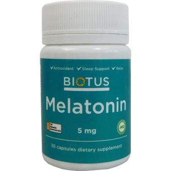 Мелатонин, Melatonin, Biotus, 5 мг, 30 капсул 