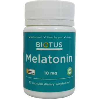 Мелатонин, Melatonin, Biotus, 10 мг, 30 капсул BIO-530432