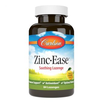 Цинк, Zinc Ease, Carlson, вкус лимона, успокаивающий, 84 леденца