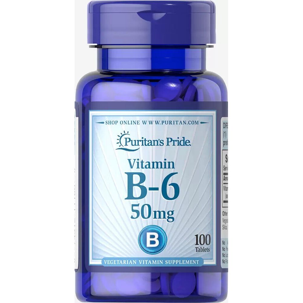 Витамин В-6, Vitamin B-6, Puritan's Pride, 50 мг, 100 таблеток