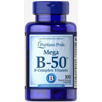 Витамины В-50 комплекс, Vitamin B-50 Complex, Puritan's Pride, 100 капсул