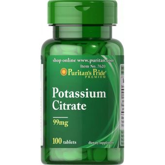 Калий цитрат, Potassium Citrate, Puritan's Pride, 99 мг, 100 таблеток