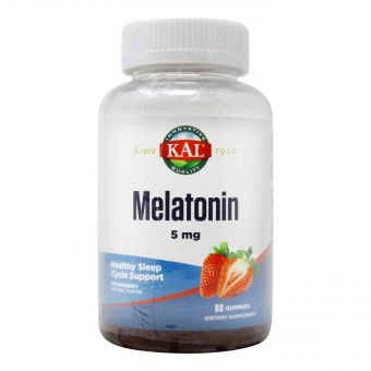 Мелатонін, Melatonin, KAL, полуниця, 5 мг, 60 жувальних таблеток