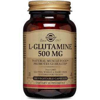 L- глютамин,  L-Glutamine, Solgar, 500 мг, 100 вегетарианских капсул