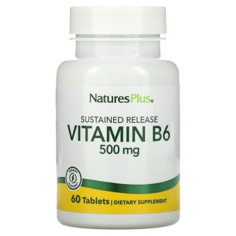 Витамин В6, Vitamin B6, Nature's Plus, 500 мг, 60 таблеток