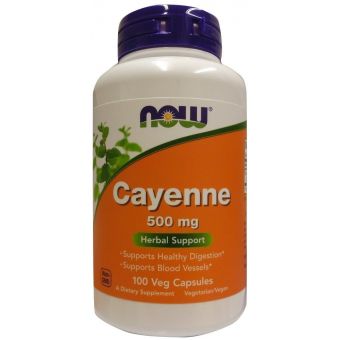 Кайенский перец, Cayenne, Now Foods, 500 мг, 100 вегетарианских капсул