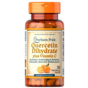 Кверцетин дигидрат плюс витамин C, Quercetin Dihydrate Plus Vitamin C, Puritan's Pride, 500 мг / 1400 мг, 50 капсул