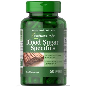 Нормализация уровня сахара в крови, Blood Sugar Specifics, Puritan's Pride, с корицей и хромом, 60 капсул