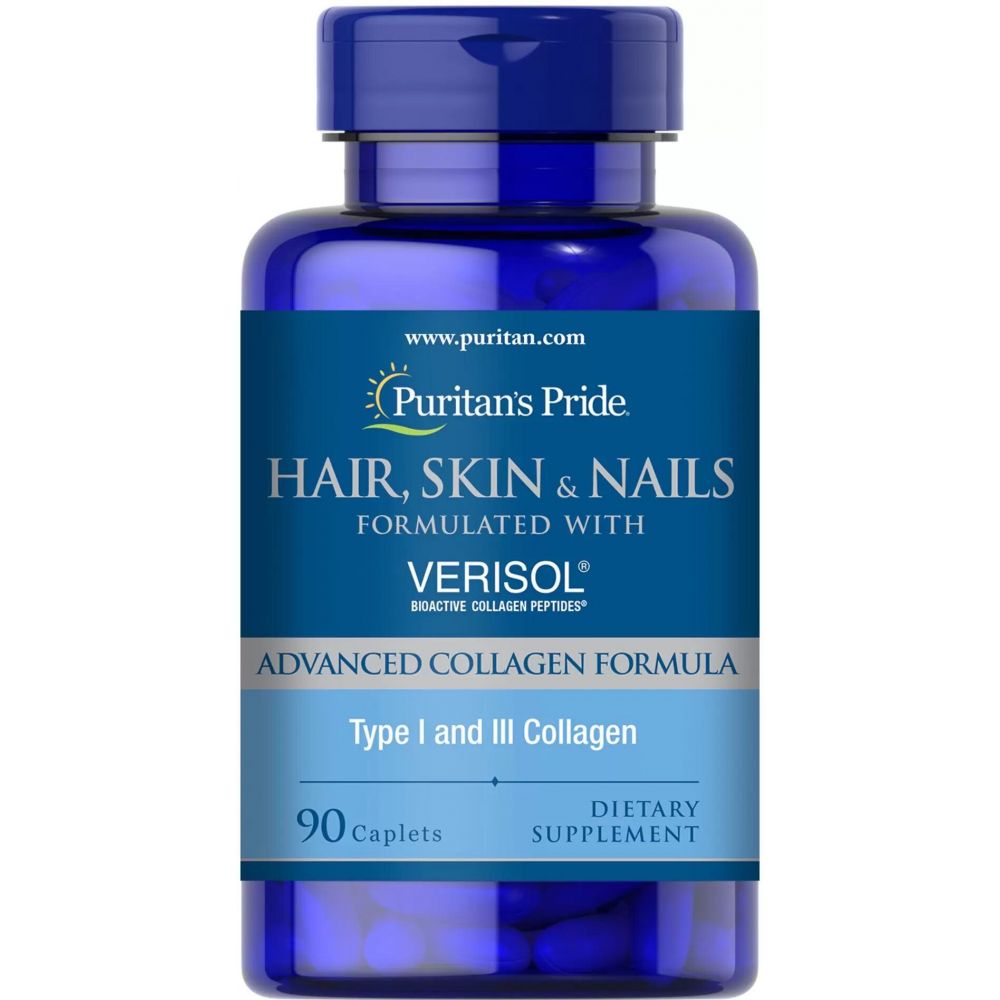 Формула для кожи, волос и ногтей на основе VERISOL®, Hair, Skin and Nails, Puritan's Pride, 90 каплет