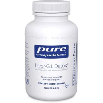 Очистка ЖКТ и печени, Liver-G.I. Detox, Pure Encapsulations, с альфа-липоевой кислотой и экстрактом куркумина, 120 капсул