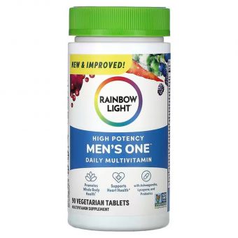 Мультивитамины для мужчин, Mens One, Rainbow Light, одна на день, высокая эффективность, 90 вегетарианских таблеток