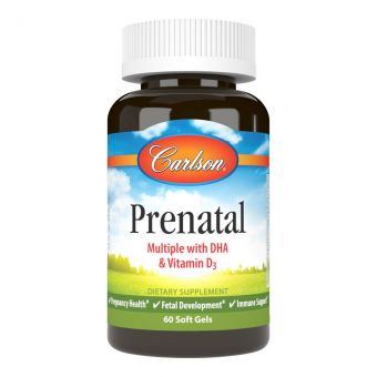 Мультивитамины для беременных с ДГК, Prenatal Multi with DHA, Carlson, 60 гелевых капсул