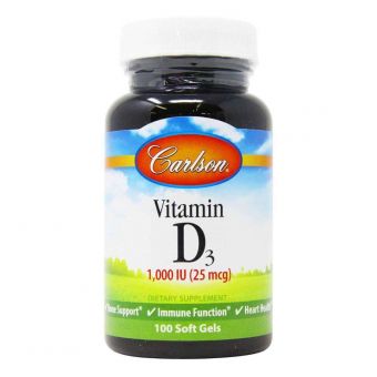  Витамин D3, Vitamin D3, Carlson, 1000 МЕ, 100 гелевых капсул