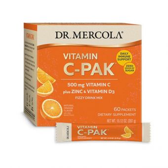 Вітамін С+цинк+Д3, Vitamin C-PAK, Dr. Mercola, смак апельсина, 60 стиків