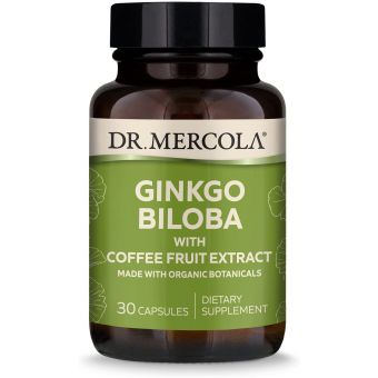 Гинкго билоба с экстрактом плодов кофе, Ginkgo Biloba, Dr. Mercola, органический, 30 капсул