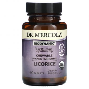 Біодінамік, солодка ферментована, Biodynamic® Organic Fermented Licorice, Dr. Mercola, органік, 60 пігулок