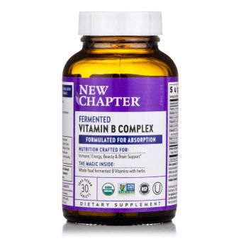 Комплекс витаминов группы B, Vitamin B Complex, New Chapter, ферментированный, 30 веганских таблеток