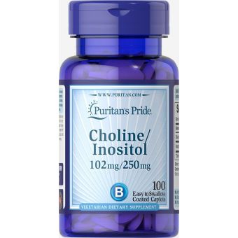 Холін та Інозитол, Choline Bitartrate Inositol, Puritan&#39;s Pride, 100 каплет