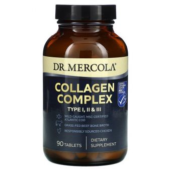 Коллаген типа I, II и III, Collagen Complex, Dr. Mercola, комплекс, 90 таблеток