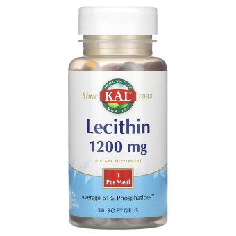 Лецитин, Lecithin, KAL, 1200 мг, 50 гелевых капсул