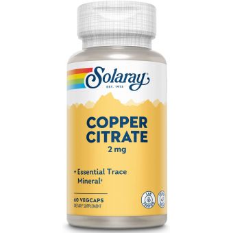 Медь цитрат, Cooper Citrate, Solaray, 2 мг, 60 вегетарианских капсул