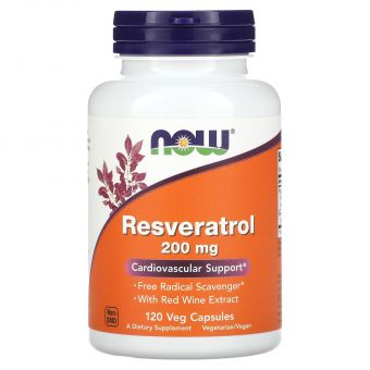 Ресвератрол (Resveratrol), Now Foods, 200 мг, 120 вегетарианских капсул