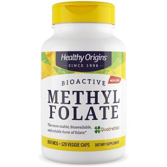 Метилфолат, Methyl Folate, Healthy Origins, 800 мкг, 120 капсул