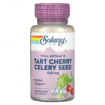 Экстракт вишни и семян сельдерея, Tart Cherry Celery Seed, Solaray, 620 мг, 60 вегетарианских капсул