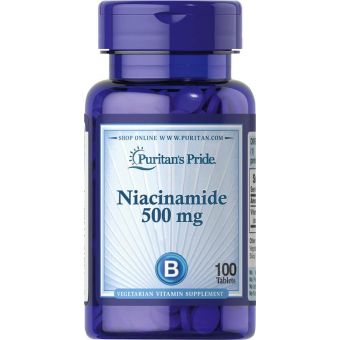 Ниацинамид, Niacinamide, Puritan's Pride, 500 мг, 100 таблеток