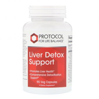 Средство для выведения токсинов, Liver Detox Support, Protocol for Life Balance, 90 вегетарианских капсул