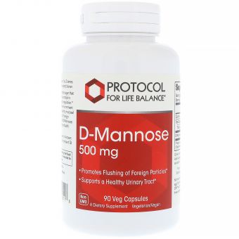 D-Манноза, D-Mannose, Protocol for Life Balance, 500 мг, 90 вегетарианских капсул