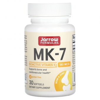 MK-7, активная форма витамина K2, Vitamin K2, Jarrow Formulas, 180 мкг, 30 капсул