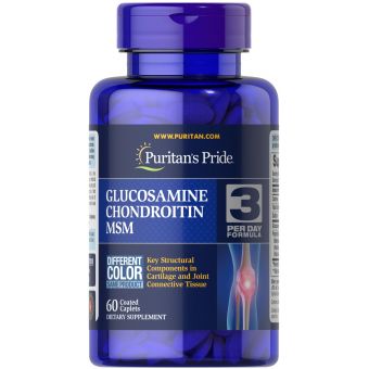 Глюкозамин хондроитин и МСМ, Double Strength Glucosamine, Chondroitin MSM, Puritan's Pride, 60 каплет