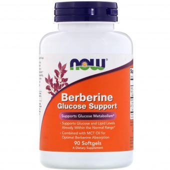 Поддержка уровня глюкозы с берберином, Berberine Glucose Support, Now Foods, 90 гелевых капсул