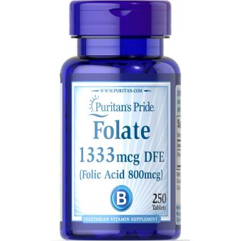 Фолиевая кислота, Folic Acid, Puritan's Pride, 800 мкг, 250 таблеток